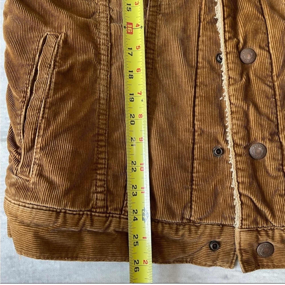 Vintage Abercrombie & Fitch Tan Brown Corduroy Trucker Jacket Sherpa Lined Coat - Picture 2 of 15